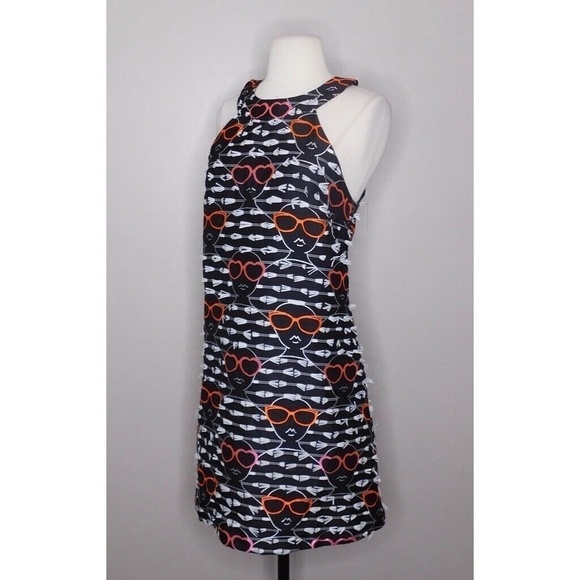 NWT!! Anthropologie HUTCH Sunglass Shift Dress Embroidered Faces Clip Dot Dress - Picture 7 of 16